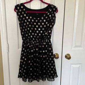 Amy Byer black dress with gold polka dots